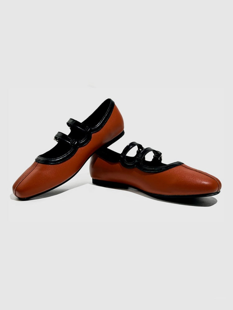 French Mary Jane Double Strap Flat Ballet Shoes【s0000016772】