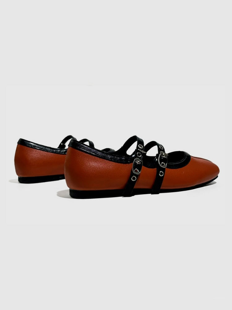 French Mary Jane Double Strap Flat Ballet Shoes【s0000016772】