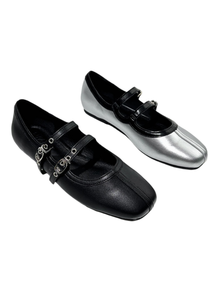 French Mary Jane Double Strap Flat Ballet Shoes【s0000016772】