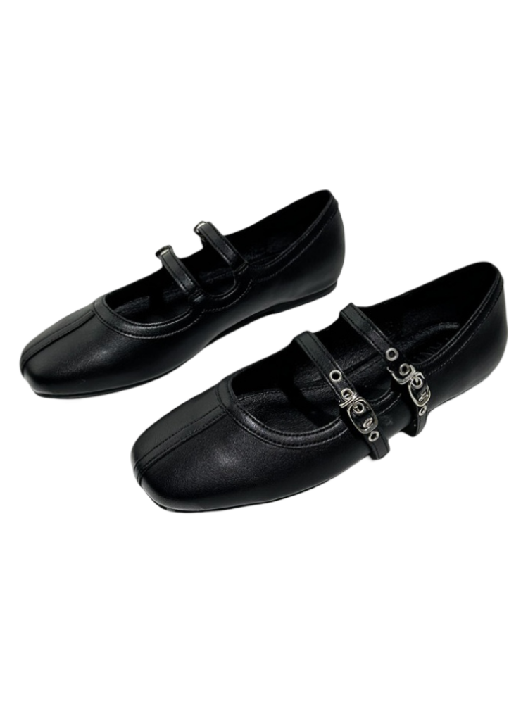 French Mary Jane Double Strap Flat Ballet Shoes【s0000016772】
