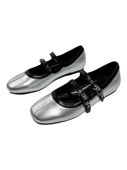 French Mary Jane Double Strap Flat Ballet Shoes【s0000016772】