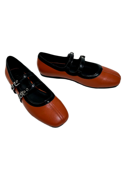 French Mary Jane Double Strap Flat Ballet Shoes【s0000016772】