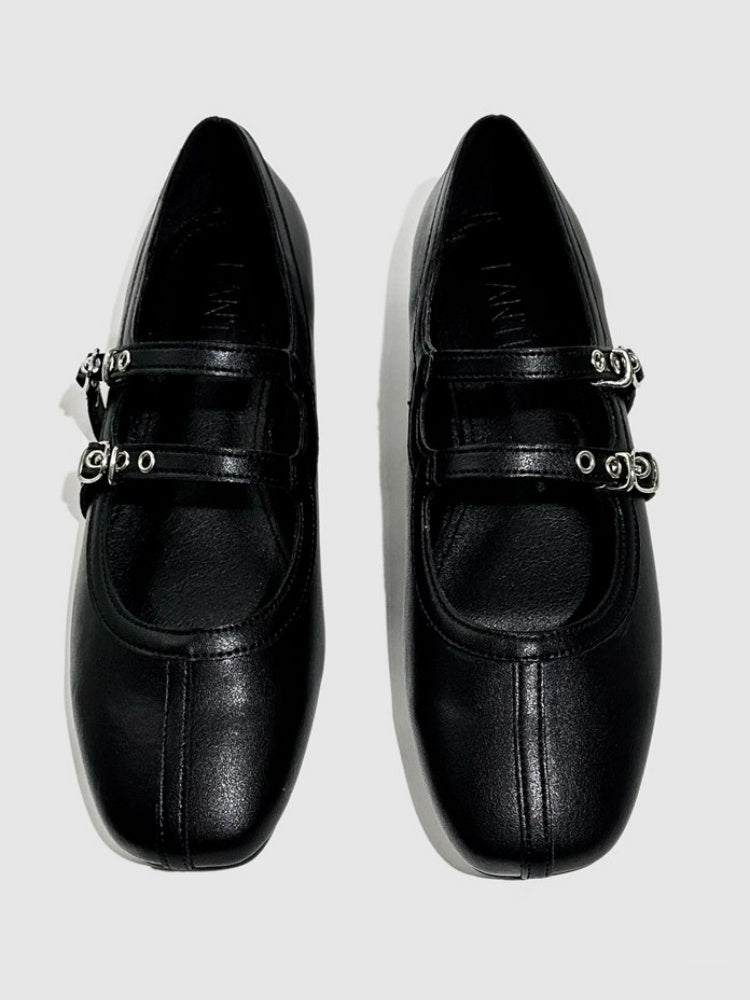 French Mary Jane Double Strap Flat Ballet Shoes【s0000016772】