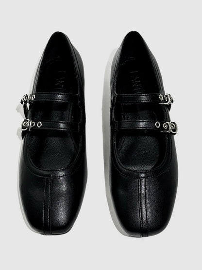 French Mary Jane Double Strap Flat Ballet Shoes【s0000016772】