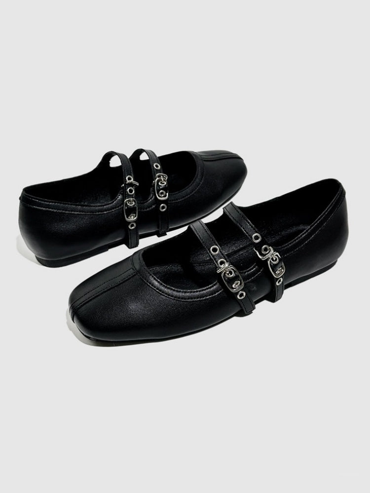 French Mary Jane Double Strap Flat Ballet Shoes【s0000016772】