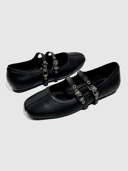 French Mary Jane Double Strap Flat Ballet Shoes【s0000016772】