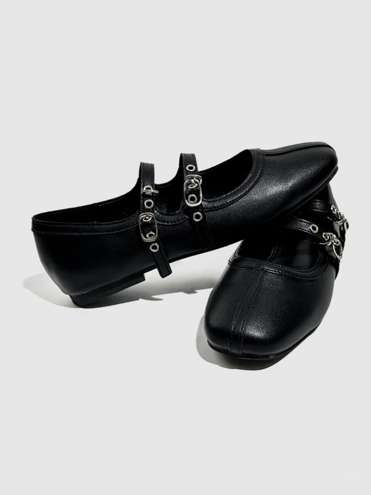 French Mary Jane Double Strap Flat Ballet Shoes【s0000016772】