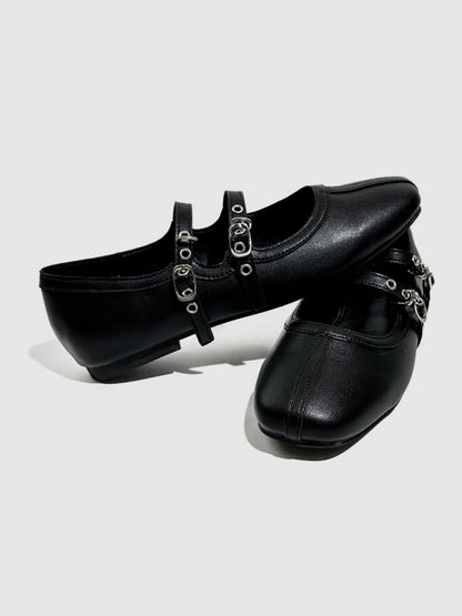 French Mary Jane Double Strap Flat Ballet Shoes【s0000016772】