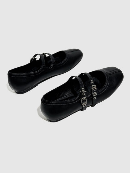 French Mary Jane Double Strap Flat Ballet Shoes【s0000016772】