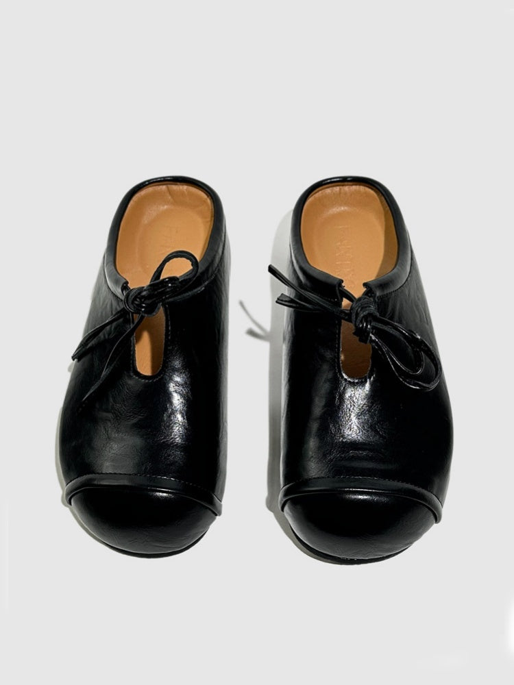 British Platform Round Toe Bow Slip-On【s0000016773】