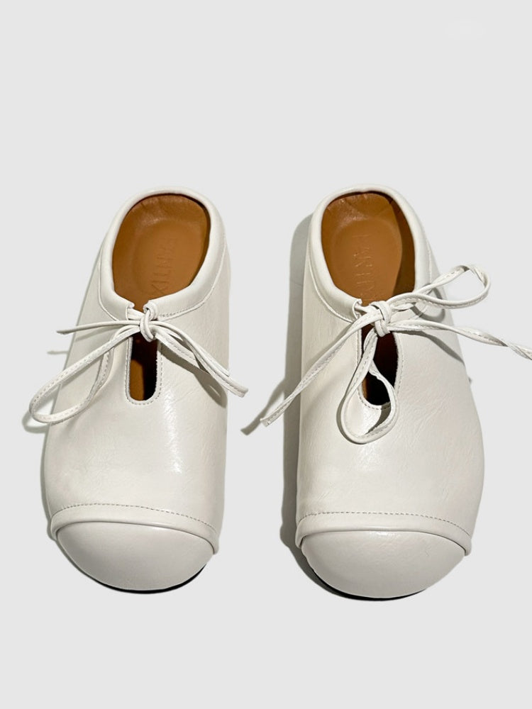 British Platform Round Toe Bow Slip-On【s0000016773】