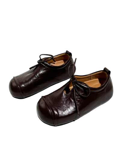 Wrapped Toe High End Platform Lace-Up Leather Loafers【s0000016774】