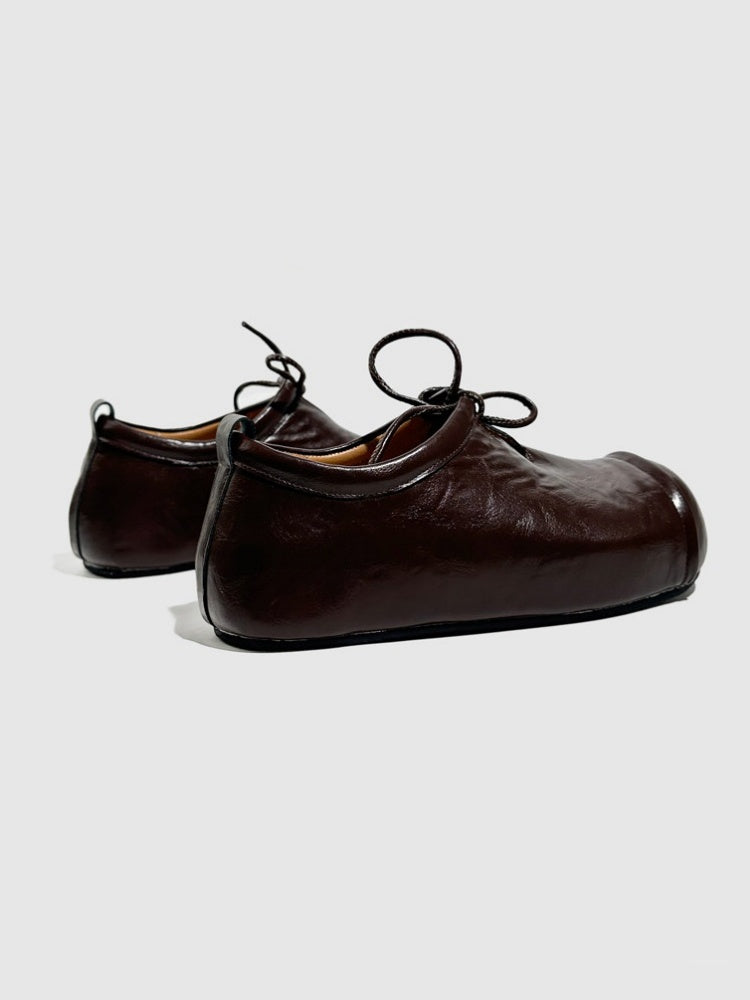 Wrapped Toe High End Platform Lace-Up Leather Loafers【s0000016774】