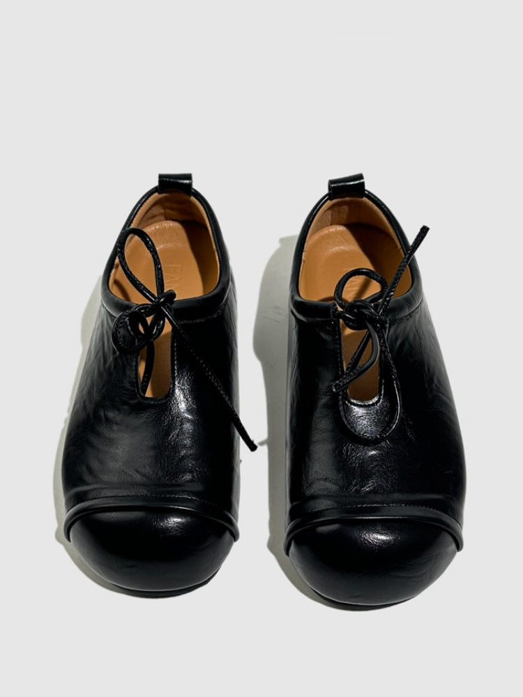 Wrapped Toe High End Platform Lace-Up Leather Loafers【s0000016774】