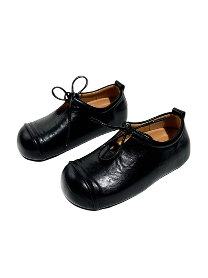 Wrapped Toe High End Platform Lace-Up Leather Loafers【s0000016774】