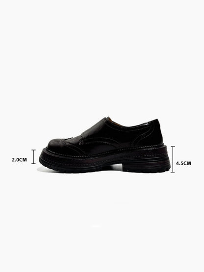 Brogue Carved Buckle Belt Thick Soled Loafers【s0000016776】