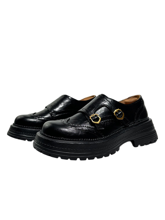 Brogue Carved Buckle Belt Thick Soled Loafers【s0000016776】