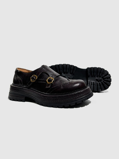 Brogue Carved Buckle Belt Thick Soled Loafers【s0000016776】