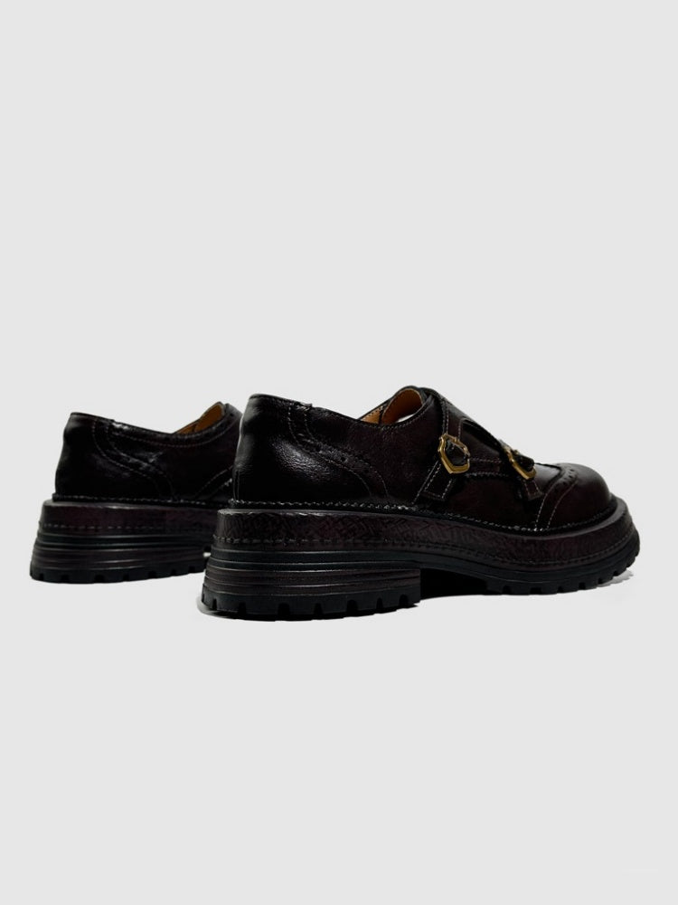 Brogue Carved Buckle Belt Thick Soled Loafers【s0000016776】