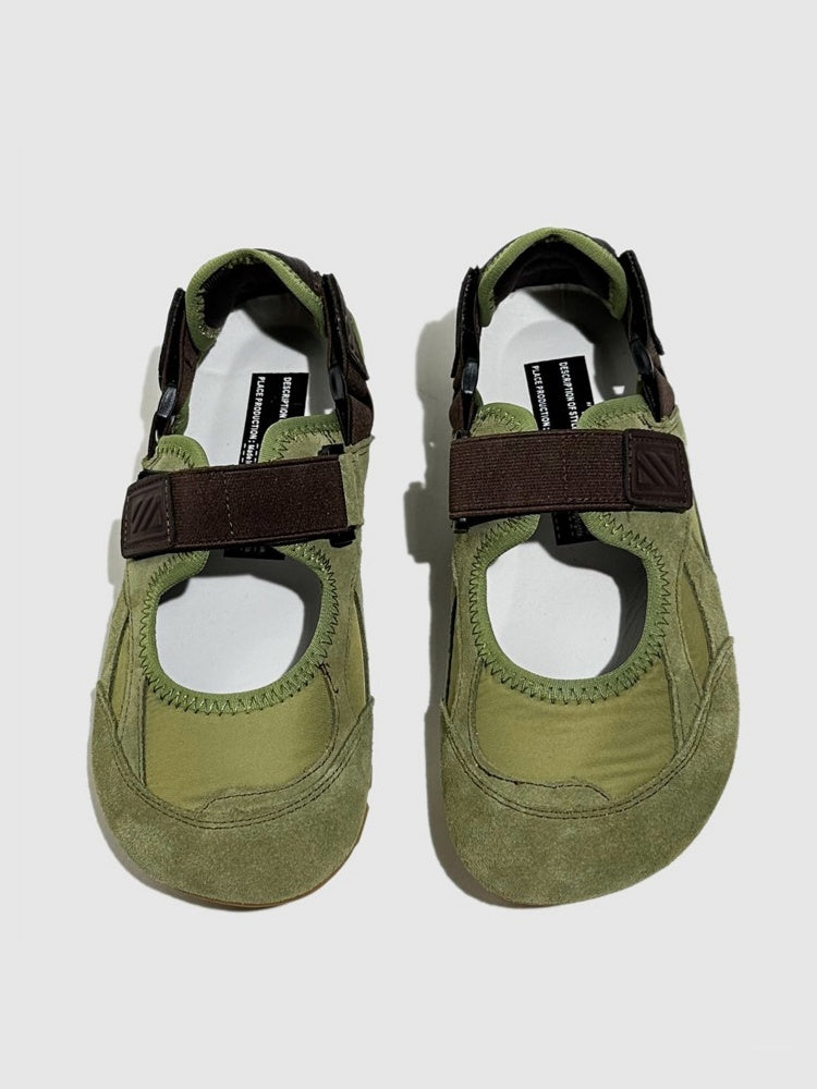 Leather Patchwork German Training Velcro Sandals【s0000016781】