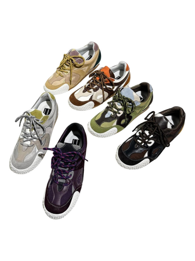 Vintage Stitching German Leather Lace-Up Sneakers【s0000016783】