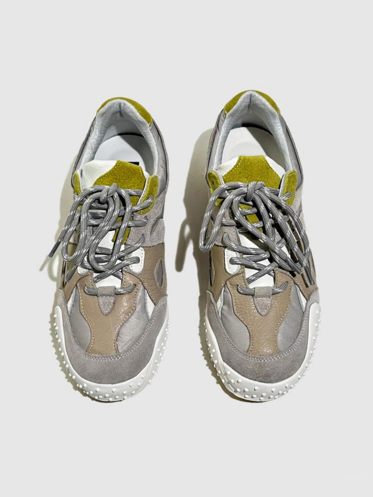 Vintage Stitching German Leather Lace-Up Sneakers【s0000016783】