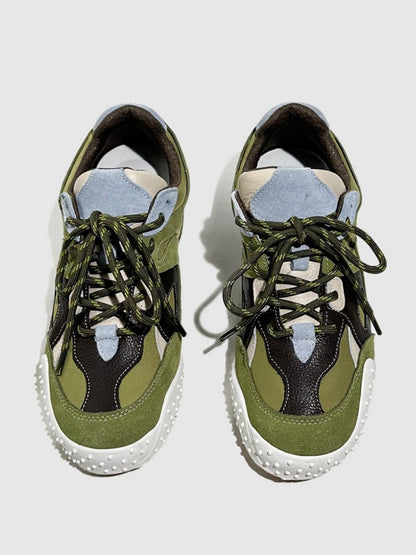 Vintage Stitching German Leather Lace-Up Sneakers【s0000016783】