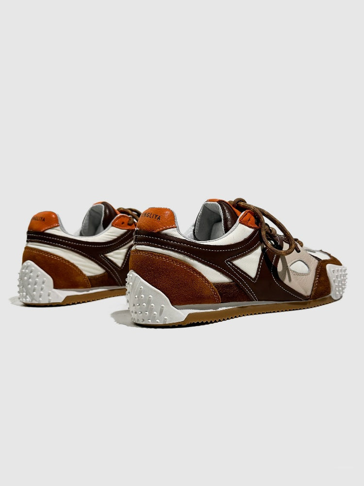 Vintage Stitching German Leather Lace-Up Sneakers【s0000016783】