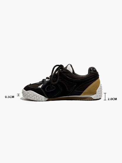 Vintage Stitching German Leather Lace-Up Sneakers【s0000016783】
