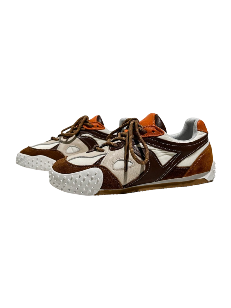 Vintage Stitching German Leather Lace-Up Sneakers【s0000016783】