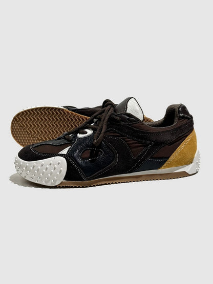 Vintage Stitching German Leather Lace-Up Sneakers【s0000016783】