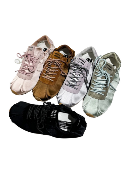 Leather Satin Lace-Up Ballet Shoes【s0000016787】