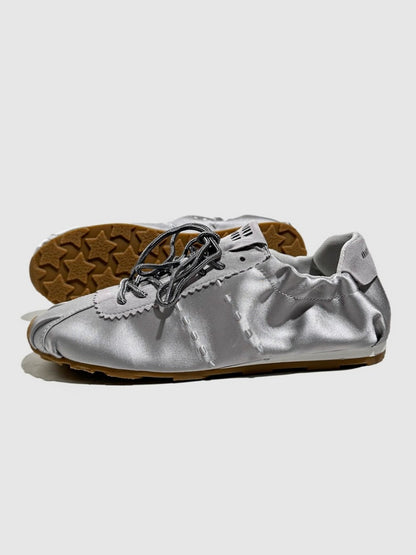 Leather Satin Lace-Up Ballet Shoes【s0000016787】