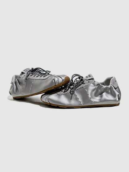Leather Satin Lace-Up Ballet Shoes【s0000016787】