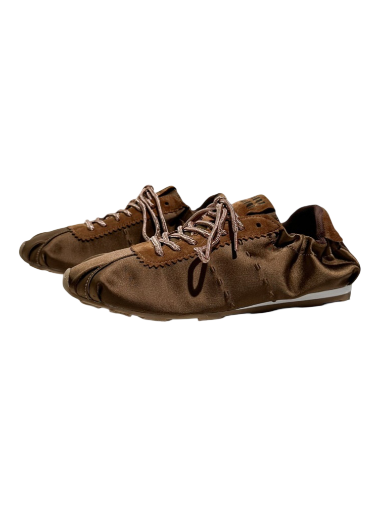 Leather Satin Lace-Up Ballet Shoes【s0000016787】