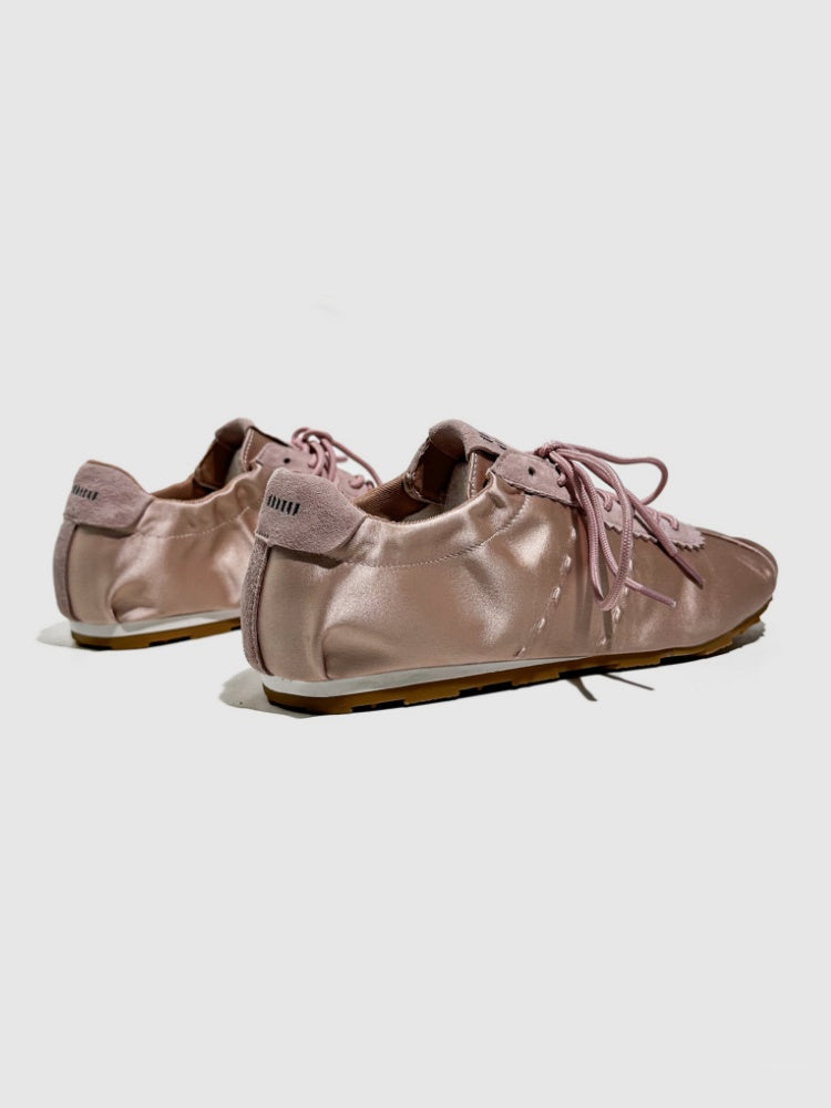 Leather Satin Lace-Up Ballet Shoes【s0000016787】