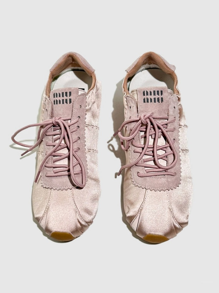 Leather Satin Lace-Up Ballet Shoes【s0000016787】