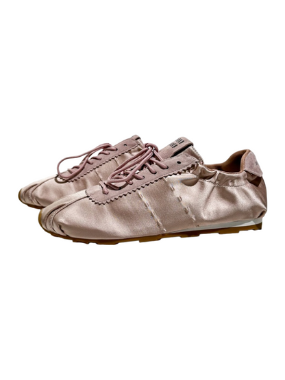 Leather Satin Lace-Up Ballet Shoes【s0000016787】