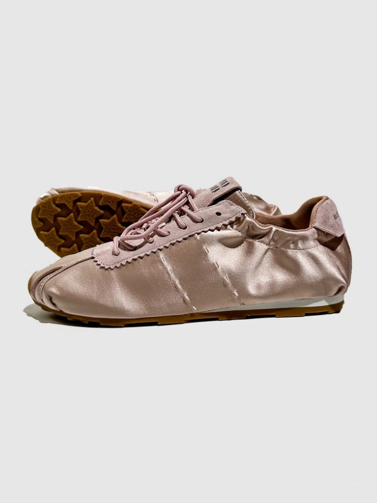 Leather Satin Lace-Up Ballet Shoes【s0000016787】