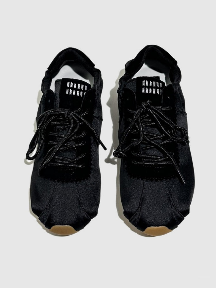 Leather Satin Lace-Up Ballet Shoes【s0000016787】
