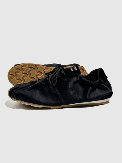 Leather Satin Lace-Up Ballet Shoes【s0000016787】