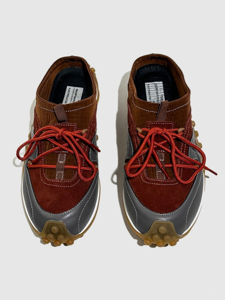 Genuine Leather Vintage Platform Two-Tone Slip-On Shoes【s0000016788】