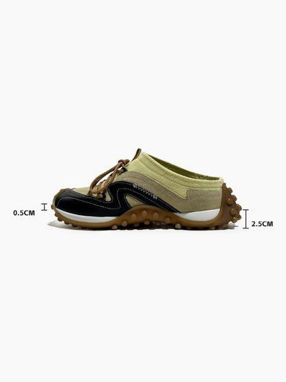 Genuine Leather Vintage Platform Two-Tone Slip-On Shoes【s0000016788】