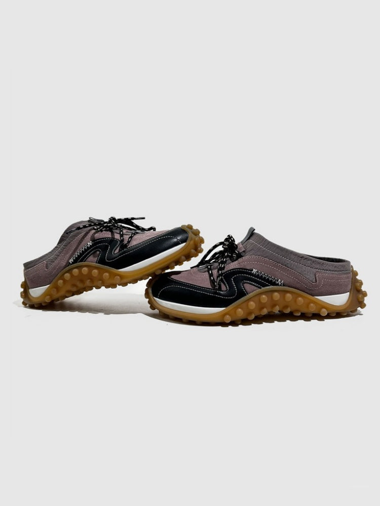 Genuine Leather Vintage Platform Two-Tone Slip-On Shoes【s0000016788】