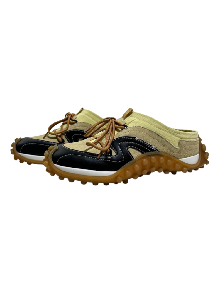 Genuine Leather Vintage Platform Two-Tone Slip-On Shoes【s0000016788】