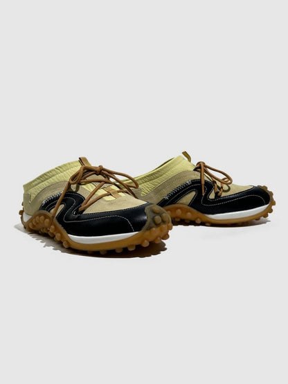 Genuine Leather Vintage Platform Two-Tone Slip-On Shoes【s0000016788】