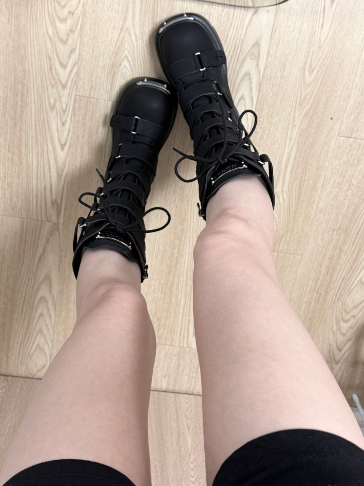 Y2K Subculture Gothic Nameplate Platform Boots【s0000016794】