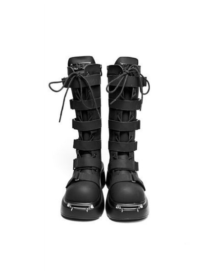 Y2K Subculture Gothic Nameplate Platform Boots【s0000016794】