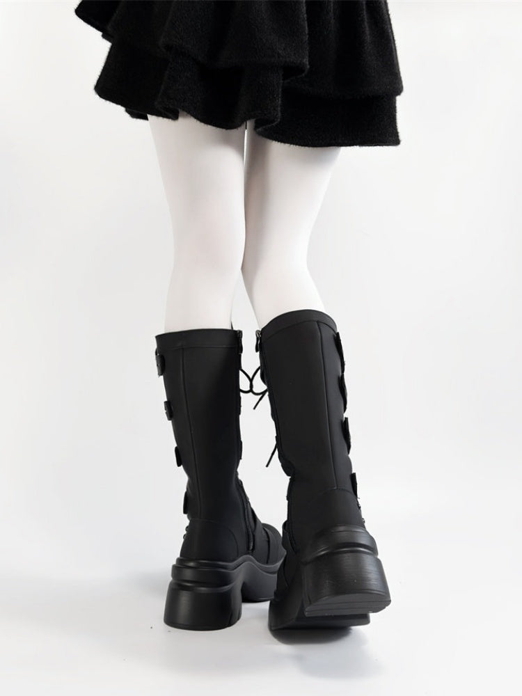 Y2K Subculture Gothic Nameplate Platform Boots【s0000016794】