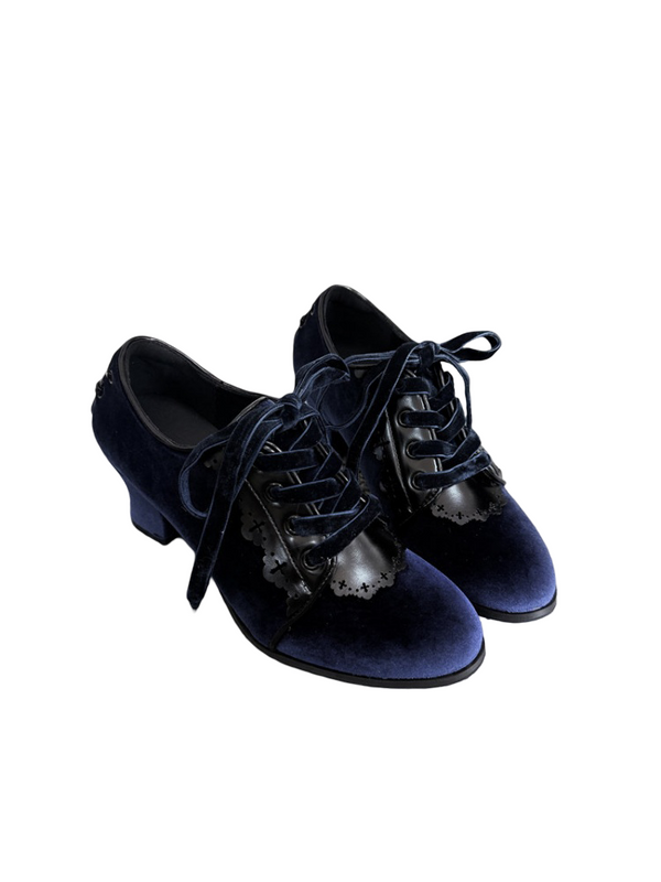 Chunky Heeled Gothic Ribbon Pumps【s0000016795】